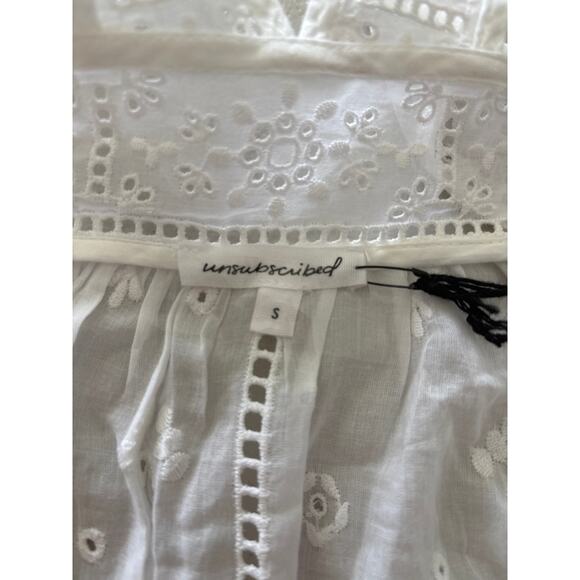 Unsubscribed Tank Top Women Size Small White Semisheer Eyelet Embroidered Floral - Picture 4 of 13